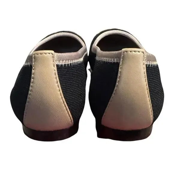 NIB Salvatore Ferragamo Varina Flats Black Cream Bow Ballet Shoes Sz 8.5 Fabric - Picture 4 of 7